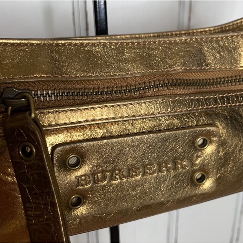 Burberry Metallic Gold Shoulder Bag with Brass Hardware - Picture 2 of 11